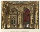 Bedroom in the House of Elmiro, set design for act 3 of 'Othello' by Gioachino Rossini, engraved by Ricordi (hand-coloured litho)