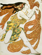 Costume design for a bacchante in 'Narcisse' by Tcherepnin, 1911 (w/c on paper) (see also 162159)