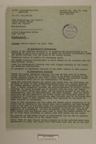 Memo from Zanker re: Monthly Report for April 1950