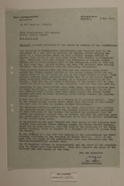 Memo from Dr. Riedl re: Alleged Violation of the Border by Members of the Constabulary, May 8, 1951