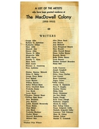 McDowell Colony Brochure, Artists, 1910-1953