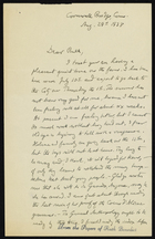 Letter from Franz Boas to Ruth Benedict, August 29, 1938