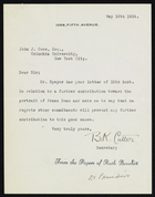 Letter from B.K. Cutter to John J. Coss, May 16, 1934