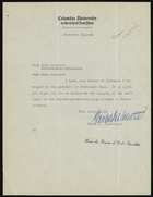 Letter from Frank D. Fackenthal to Ruth Benedict, November 10, 1934