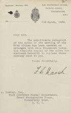 Letter from F. C. Marsh to Adrian Lumley, March 2, 1938
