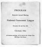 Program, Sixteenth Annual Meeting, National Consumers' League, November 4th and 5th, 1915, Cleveland, Ohio