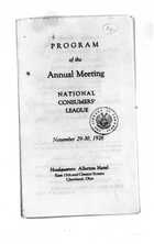 Program of the Annual Meeting, National Consumers League, November 29-30, 1926