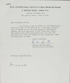 Correspondence Between Raymond Firth and The Royal Anthropological Institute of Great Britain and Ireland, 1970