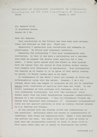 Letter from Sofus Christiansen to Raymond Firth, August 9, 1977