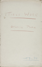 Field Work: General Plan, 5 September 1927