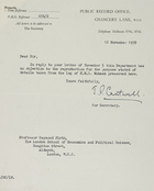 Correspondence between Raymond Firth and the Public Record Office, Melanesian Mission, November 1958