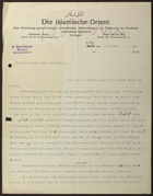 Letter from Dr. Franz Babinger to Markus Brann, October 02, 1919
