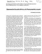 Banned in South Africa: A Personal Account