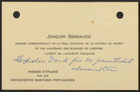 Business card of Joaquim Bensaude