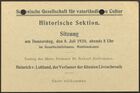Invitation from Schlesische Gesellschaft für vaterländische Cultur, July 8, 1920