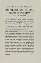 The International Library of Sociology and Social Reconstruction