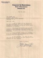 J.R. Farrington (U.S. Representative from Hawaii) to Susan Chun Lee (Korean Women's Relief Society), Washington, D.C., 10 June 1944