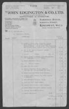 Invoice from John Edgington & Co. Ltd. to R. F. Fortune, July 27, 1927
