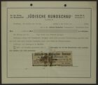 Blank Printed Form from 'Jüdische Rundschau,' with Newspaper Clipping, Undated