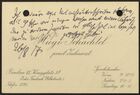 Business Card of Hugo Schachtel, Dentist, with Written Note to Markus Brann, August 23, 1917; and Reply by Brann, August 26