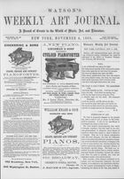 Watson's Weekly Art Journal: A Record of Events in the World of Music, Art, and Literature, Vol. IV, no. 3, November 4, 1865