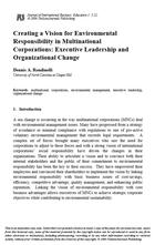 Creating a Vision for Environmental Responsibility in Multinational Corporations: Executive Leadershipand Organizational Change