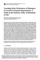 Learning Styles Preferences of Managers at Local Government Departments: A Study in the Emirate of Ras Al Khaimah (UAE)