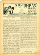 Nomunkás. A munkálkodó nok érdekeit képviselo szociáldemokrata lap, Vol. I, No. 4, 9 April 1905
