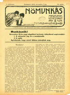 Nomunkás. A munkálkodó nok érdekeit képviselo szociáldemokrata lap, Vol. I, No. 19, 5 November 1905
