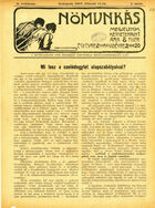 Nomunkás. A munkálkodó nok érdekeit képviselo szociáldemokrata lap, Vol. II, No. 3, 11 February 1906