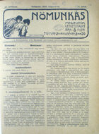 Nomunkás. A munkálkodó nok érdekeit képviselo szociáldemokrata lap, Vol. IV, No. 5, 1 May 1908