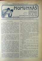 Nomunkás. A munkálkodó nok érdekeit képviselo szociáldemokrata lap, Vol. IV, No. 14, 27 September 1908