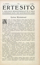 Értesíto. A Szociális Missziótársulat és a vele cooperáló kath. noi egyesületek lapja, Vol. 2, No. 3, 1913