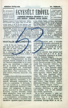 Egyesült Erovel. A Magyarországi Noegyesületek Szövetségének és a sz.-et [szövetséget] alkotó egyesületek legtöbbjének hivatalos közlönyük, második évfolyam, February 1911
