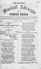 Southern Music Advocate and Singer's Friend, Vol. 1, no. 11, May , 1860