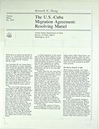U.S.-Cuba Migration Agreement by Kenneth N. Skoug: Resolving Mariel, March 1988