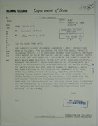 Telegram re: Chamizal problem, from Robert M. Sayre to Frank V. Ortiz, August 2, 1962