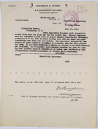 Confirmation of Telegram from F. W. Berkshire to Immigration Bureau, DC, re: Col. Langhorne Requests Extension of Mexican Labor Import for Fed. Construction Project at Big Bend, June 29, 1919