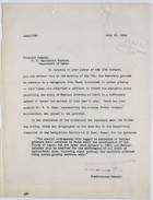 Copy of Letter from Anthony Caminetti to Director-General, U.S. Employment Service, re: Extension of Emergency Order to Admit Mexican Agricultural Workers, July 12, 1919