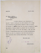 Memo from John W. Abercrombie to Henry A. Ashurst re: Admittance of Mexican Laborers for Agricultural Work, July 12, 1919
