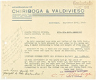 Letter from Chiriboga & Valdivieso to J. T. Lassiter re: Rubber, September 13, 1943