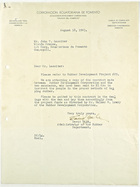Letter from David Yale to John T. Lassiter re: Rubber development project, August 18, 1943