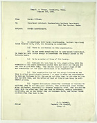 Memo from Captain J. K. Colwell, Camp U.S. Troops, Candelaria, TX, to Dept. Adjutant, HQ, So. Dept., Fort Sam Houston, TX re: Morale Questionnaire, January 5, 1920