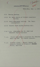 Ambassador's Schedule, September 1, 1965