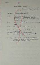 Ambassador's Schedule, September 2, 1965
