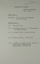 Ambassador's Schedule, September 3 and 4, 1965