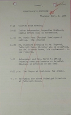 Ambassador Armin H. Meyer's Schedule, Thursday September 9, 1965