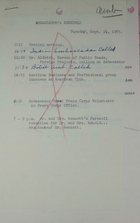 Ambassador's Schedule and Ambassador and Mrs. Meyer's Social Calendar for September 14, 1965