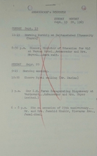Ambassador's Schedule and Ambassador and Mrs. Meyer's Social Calendar for September 19-20, 1965