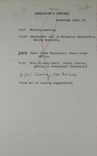 Ambassador's Schedule for September 22, [1965]